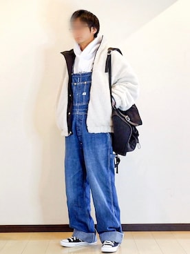 「kutir（クティール）のリバーシブルボアブルゾン（ブルゾン）」を使った、ヒデさん（メンズ・165cm）の冬コーディネート