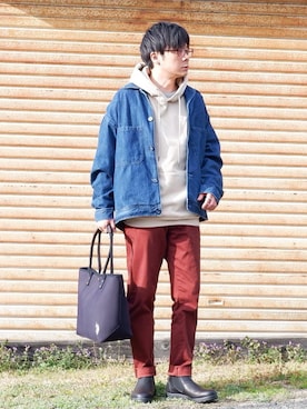 「Steven Alan（スティーブンアラン）のアイテム（ブーツ）」を使った、ヒデさん（メンズ・165cm）の春コーディネート