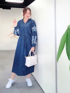 「NIKEスニーカー」｜Runaさん（レディース・163cm）の冬コーディネート