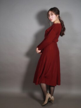 ワンピース ドレスを使った ボルドーニット の人気ファッションコーディネート Wear