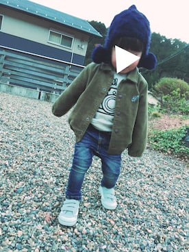 「息子コーデ」｜「アイテム（ブルゾン）」を使った、uraさん（キッズ・90cm）の冬コーディネート