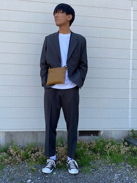 「ヒラキ（ヒラキ）のアイテム（スニーカー）」を使った、白澤拓也さん（メンズ・183cm）の春コーディネート