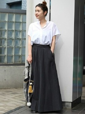 etsukoさんの「ミリタリークロス マキシスカート#」を使ったコーディネート