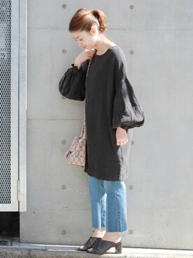 「BLACK CRANE（ブラッククレーン）のアイテム」を使った、etsukoさん（レディース・155cm）の夏コーディネート