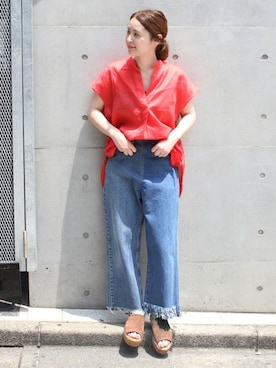 「GAIMO（ガイモ）のアイテム」を使った、etsukoさん（レディース・155cm）の夏コーディネート