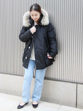 「WOOLRICH（ウールリッチ）のアイテム（ダウンジャケット/コート）」を使った、etsukoさん（レディース・155cm）の秋コーディネート