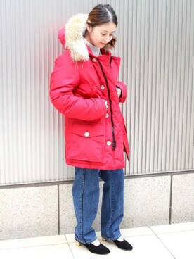 「WOOLRICH（ウールリッチ）のアイテム（ダウンジャケット/コート）」を使った、etsukoさん（レディース・155cm）の秋コーディネート