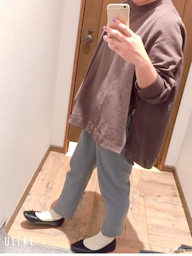 「出勤コーデ」｜「アイテム（バレエシューズ）」を使った、Mana【GLOBAL WORK】さん（レディース・157cm）の冬コーディネート