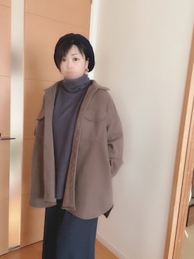 「アイテム（スカート、ブルー系）」を使った、ゆづきさん（レディース・161cm）の冬コーディネート