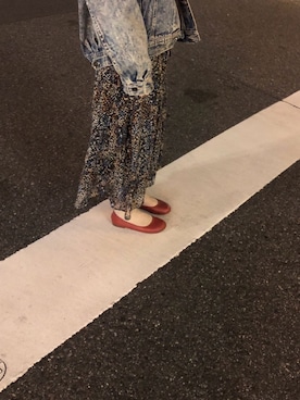 「小花柄」｜「アイテム（バレエシューズ）」を使った、おうめさん（レディース・151cm）の春コーディネート