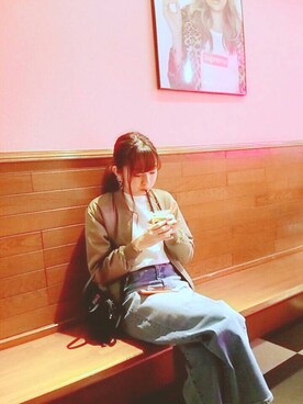 「niko and...（ニコアンド）のアイテム（MA-1）」を使った、ぽんぽんさん（レディース・160cm）の春コーディネート