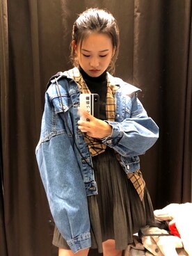 「アイテム（アンダーウェア）」を使った、wWWWy晴さん（レディース・158cm・10代）の秋コーディネート