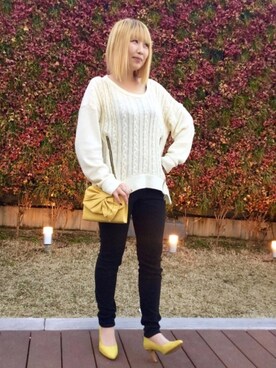 「アイテム（クラッチバッグ、イエロー系）」を使った、ORientalTRaffic仙台店さん（レディース・153cm）の春コーディネート