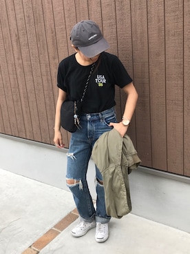 「LIVE」｜「アイテム（ブルゾン）」を使った、chii.112さん（レディース・153cm）の秋コーディネート