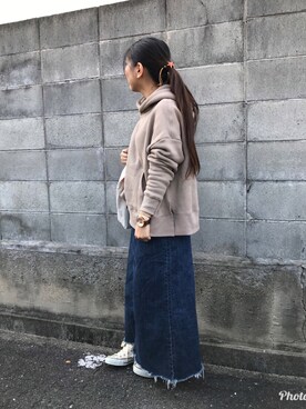 「Ungrid（アングリッド）のアイテム（デニムスカート）」を使った、chii.112さん（レディース・153cm）の秋コーディネート