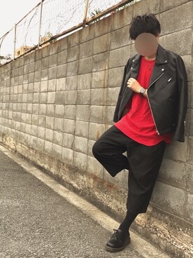 「Right-on（ライトオン）のアイテム（ライダースジャケット）」を使った、kouさん（メンズ・177cm）の秋コーディネート