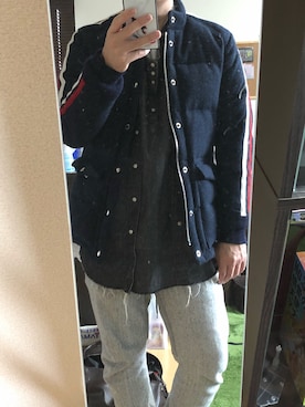 「markaware（マーカウェア）のアイテム（ダウンジャケット/コート）」を使った、サトウさん。さん（メンズ・172cm）の冬コーディネート