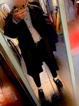 「coca（coca）（コカ）のアイテム（スラックス）」を使った、yamaさん（メンズ・176cm）の冬コーディネート