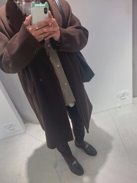 「GUコーデ」｜「アイテム（チェスターコート）」を使った、yamaさん（メンズ・176cm）の冬コーディネート