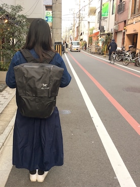 「アイテム（スカート、ブルー系）」を使った、なっちゃんさん（レディース・160cm）の冬コーディネート
