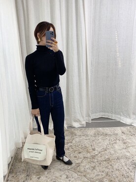 「黒タートルネック」｜「アイテム（その他シューズ）」を使った、yosさん（レディース・163cm）の秋コーディネート