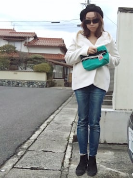 「白コート」｜「アイテム（その他）」を使った、chim.さん（レディース・155cm）の冬コーディネート