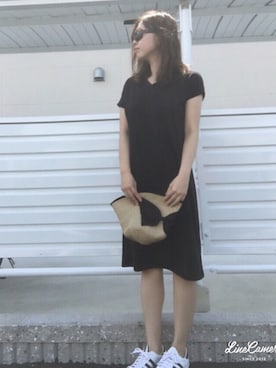 「無地党」｜「アイテム（ワンピース/ドレス）」を使った、chim.さん（レディース・155cm）の夏コーディネート