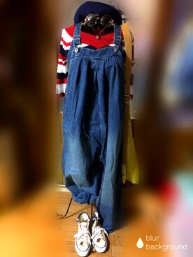 「ベレー」｜「アイテム（サロペット/オーバーオール）」を使った、Ayumi☆さん（レディース・151cm）の夏コーディネート