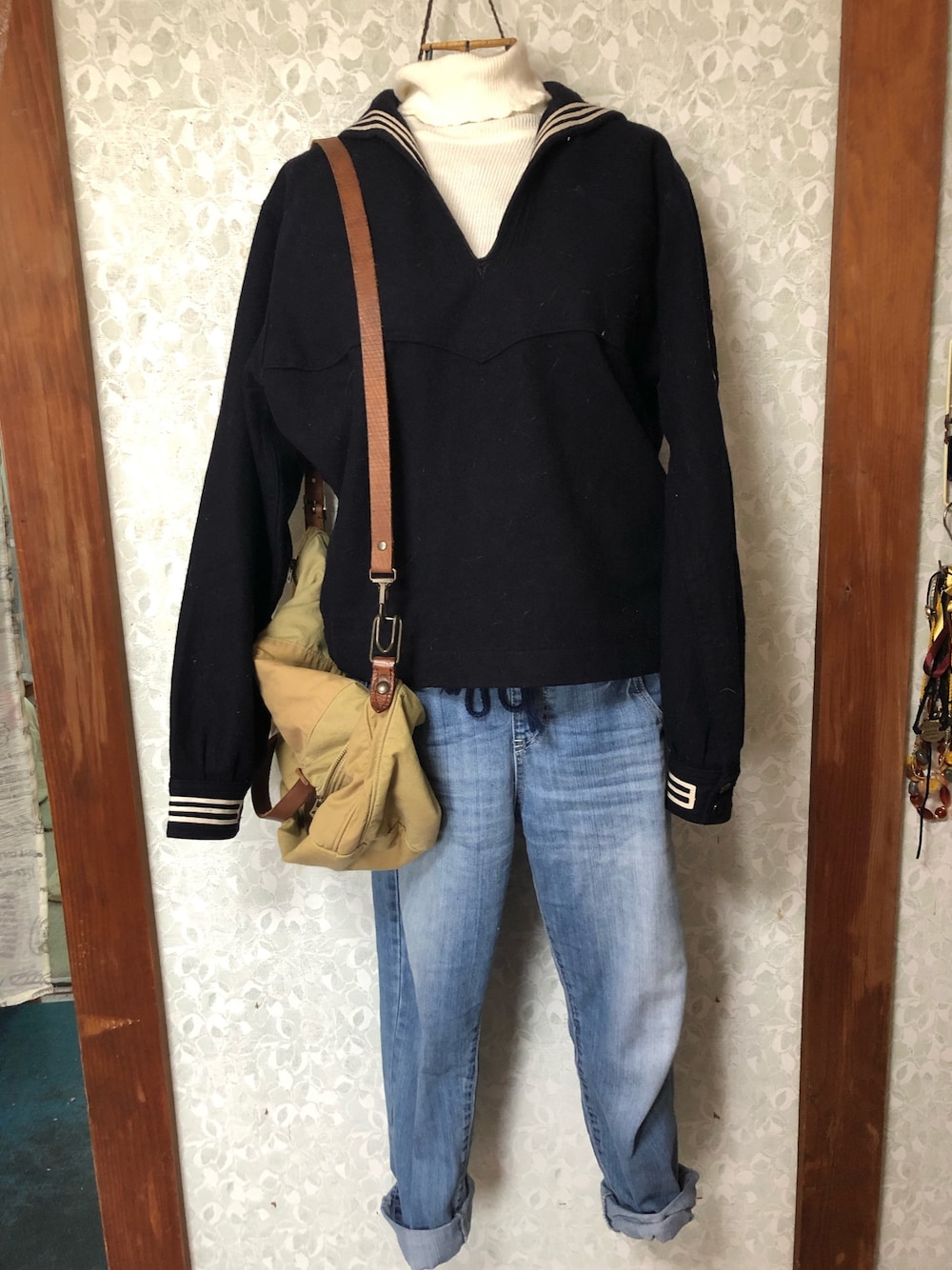 「セーラー、古着、海軍、しまむら、実はプチプラ」｜「LIZ LISAのアイテム（ニット/セーター、ホワイト系）」を使った、Ayumi☆さん（レディース・151cm）の冬コーディネートの1枚目の写真