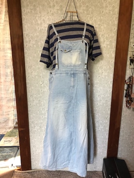 「RETRO GIRL（レトロガール）のアイテム（ジャンパースカート）」を使った、Ayumi☆さん（レディース・151cm）の夏コーディネート