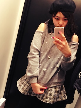 「AS KNOW AS plus（アズノゥアズプラス）のアイテム（ハンチング/ベレー帽）」を使った、あいこさん（レディース・157cm）の冬コーディネート