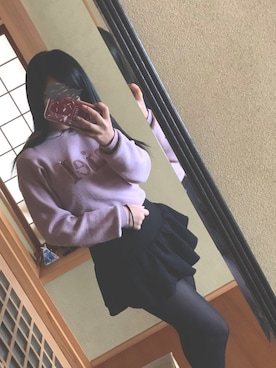 「MISCH MASCH（ミッシュマッシュ）のアイテム（ニット/セーター、ピンク系）」を使った、macoさん（レディース・150cm）の春コーディネート