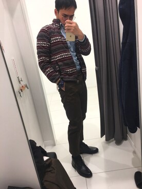 「UNIQUE（ユニーク）のアイテム」を使った、崔叶原さん（メンズ・176cm）の冬コーディネート