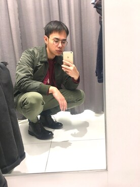 「UNIQUE（ユニーク）のアイテム」を使った、崔叶原さん（メンズ・176cm）の冬コーディネート