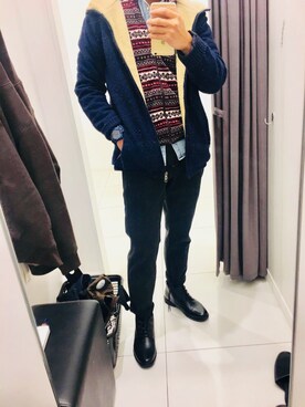 「PULL&BEAR（プルアンドベア）のアイテム（モッズコート）」を使った、崔叶原さん（メンズ・176cm）の冬コーディネート