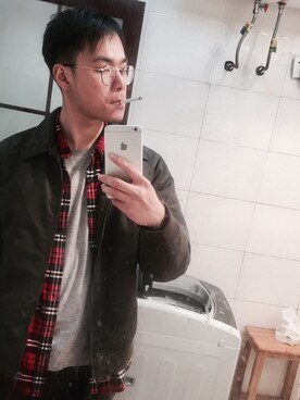 「UNIQUE（ユニーク）のアイテム（ジャケット/アウター）」を使った、崔叶原さん（メンズ・176cm）の春コーディネート