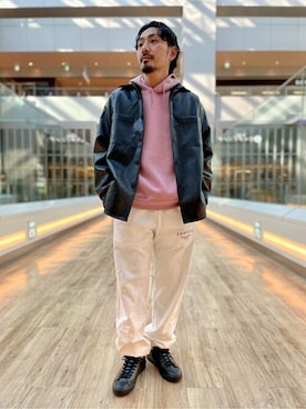 「417 EDIFICE（フォーワンセブンエディフィス）のアイテム（スウェットパンツ）」を使った、daiさん（メンズ・171cm）の春コーディネート