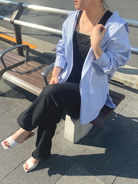 「SHENERY（シーナリー）のデニムオーバーオール（Salopette、ブラック系）」を使った、KITAHARAさん（レディース・152cm）の春コーディネート