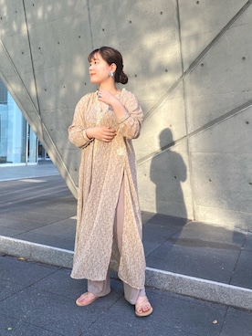 「SHENERY（シーナリー）の配色パイピングワンピース（One piece dress、ベージュ系）」を使った、KITAHARAさん（レディース・152cm）の春コーディネート