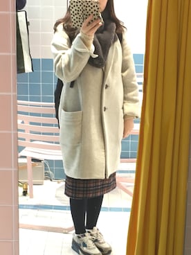 「w closet」｜「アイテム（ダウンジャケット/コート）」を使った、ぷりんさん（レディース・158cm）の冬コーディネート