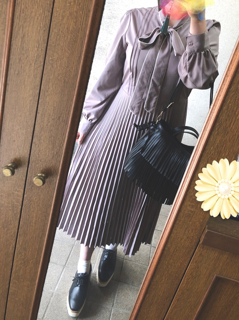 「ワンピース、大人可愛い、しまむら、しまむらコーデ、プチプラ、プチプラコーデ、MUMUさん、ワンピースコーデ、お洒落さんとつながりたい」｜「しまむらのアイテム（ワンピース/ドレス、ピンク系）」を使った、ほぅかさん（レディース・162cm）の春コーディネートの1枚目の写真