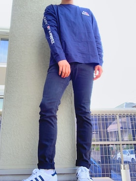 「GU（ジーユー）の（GU）スキニーフィットジーンズ（MEN ⁄ ジーンズ）」を使った、@kaoruさん（メンズ・177cm）の春コーディネート