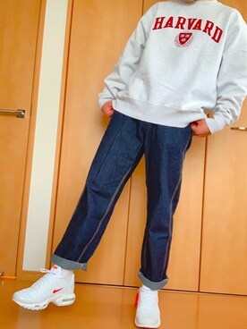 「Champion（チャンピオン）のアイテム（スウェット、グレー系）」を使った、@kaoruさん（メンズ・177cm）の秋コーディネート