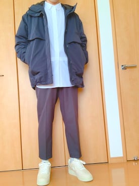 「UNIQLOU」｜「アイテム（ダウンジャケット/コート）」を使った、@kaoruさん（メンズ・177cm）の冬コーディネート