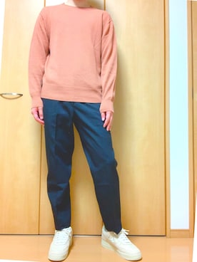 「UNIQLO（ユニクロ）のアイテム（ニット/セーター、オレンジ系）」を使った、@kaoruさん（メンズ・177cm）の冬コーディネート