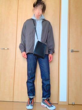 「UNIQLO（ユニクロ）のアイテム（シャツ/ブラウス、グリーン系）」を使った、@kaoruさん（メンズ・177cm）の春コーディネート