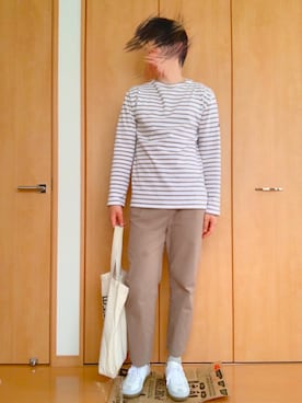 「SAINT JAMES（セントジェームス）のアイテム（Tシャツ/カットソー、ホワイト系）」を使った、@kaoruさん（メンズ・177cm）の春コーディネート