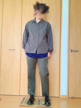 「UNIQLO（ユニクロ）のアイテム（シャツ/ブラウス、グリーン系）」を使った、@kaoruさん（メンズ・177cm）の春コーディネート
