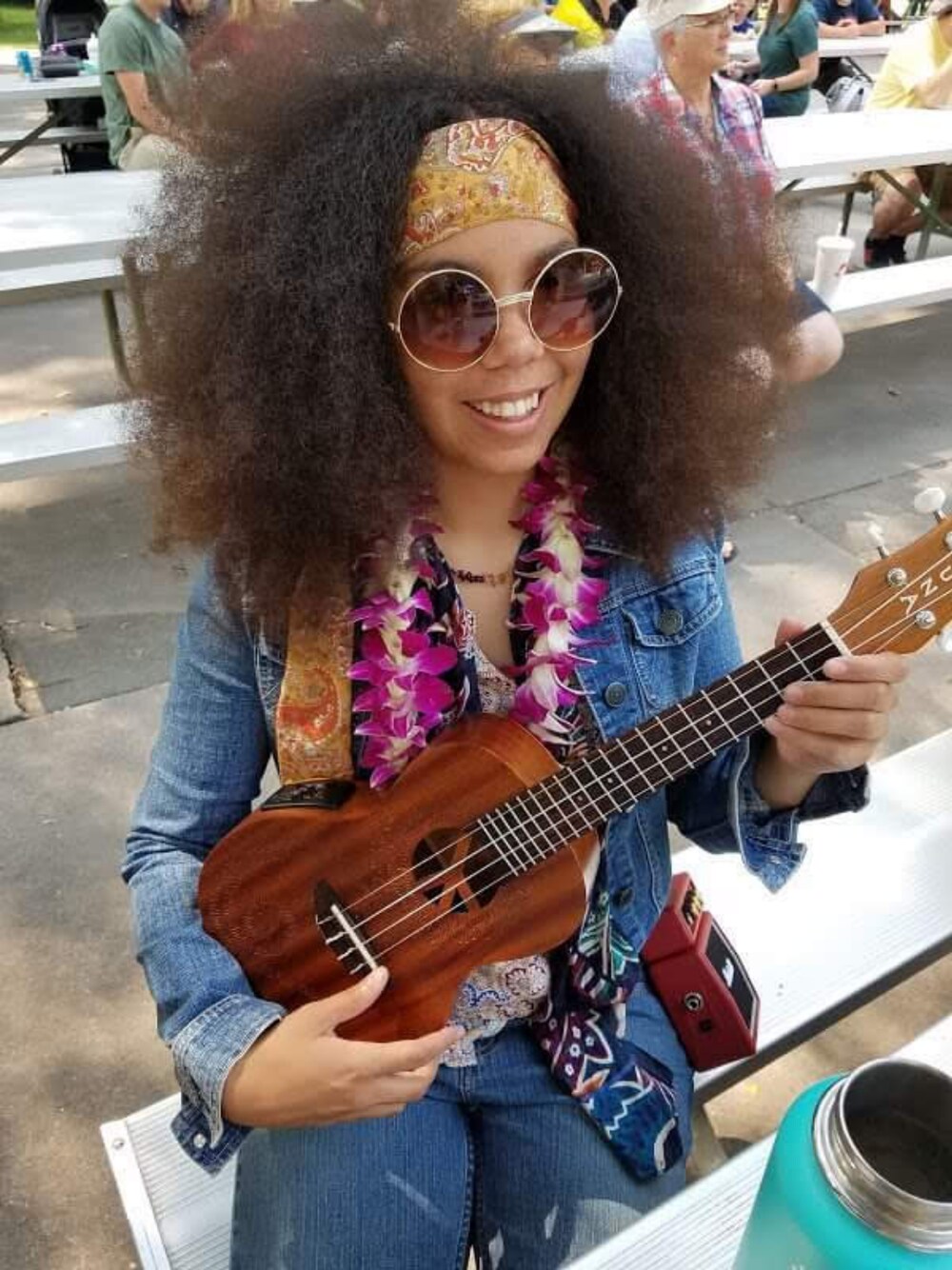 「Music Festival、music、70's、hippy、ukulele」｜「Luna Guitarsのアイテム（その他、ブラウン系）」を使った、jandrixさん（レディース・162cm）の春コーディネートの1枚目の写真