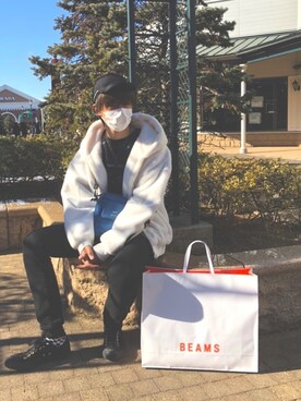 「niko and...（ニコアンド）のアイテム（アクセサリー）」を使った、🎩キョウジュ🎩さん（メンズ・179cm）の冬コーディネート